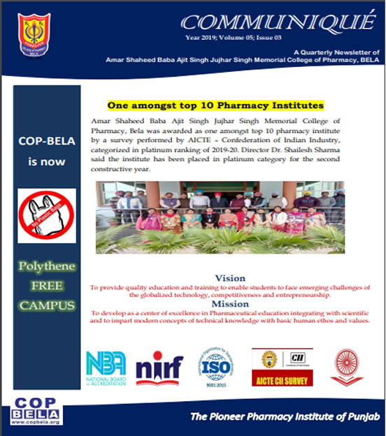 Autonomous Pharmacy College Bela, Ropar - COP Bela : Communique ...